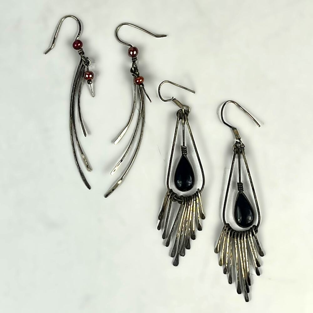 Vintage Handmade Pierced Earrings Dangle Teardrop Chandelier Unique Jewelry